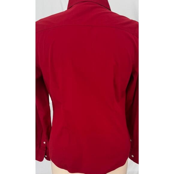 Talbots Petites Wrinkle Resistant 6P Red Button Front Shirt - Picture 5 of 7